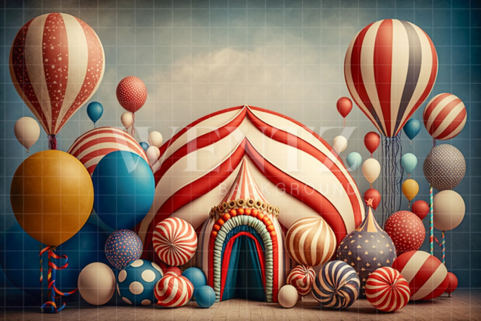 Fabric Photography Background Cake Smash Circus with Balloons / Backdrop 3019