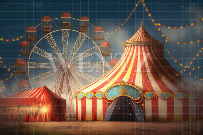 Fabric Photography Background Circus Tent and Ferris Wheel / Backdrop 3059