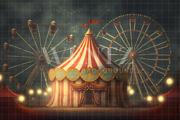 Fabric Photography Background Circus Tent and Ferris Wheel / Backdrop 3060