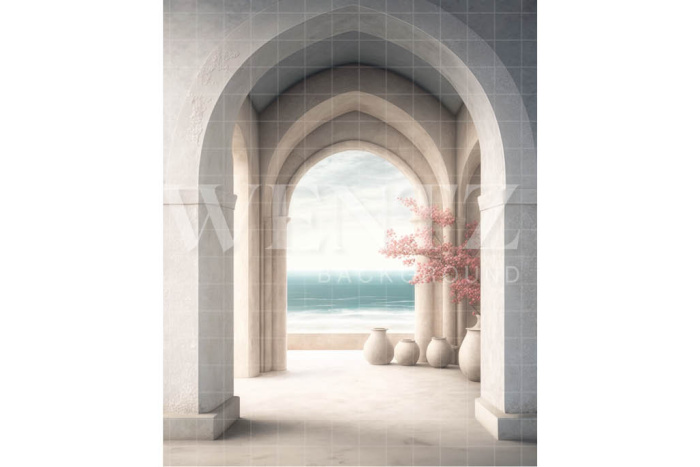 Fabric Photography Background Nature Arch Overlooking Sea / Backdrop 3065