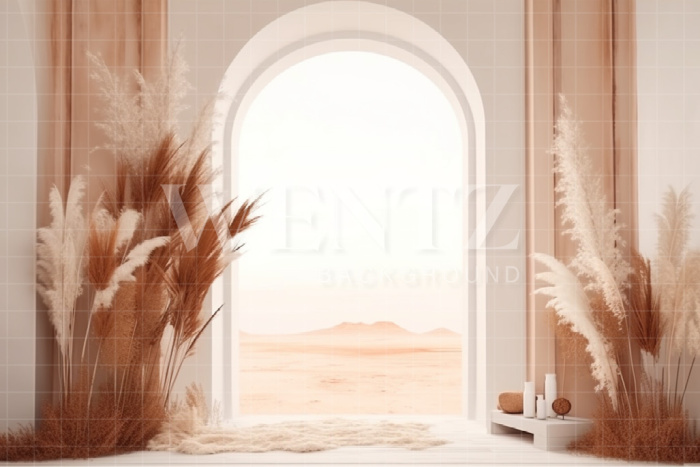 Fabric Photography Background Boho Scenery with Pampas Grass / Backdrop 3071