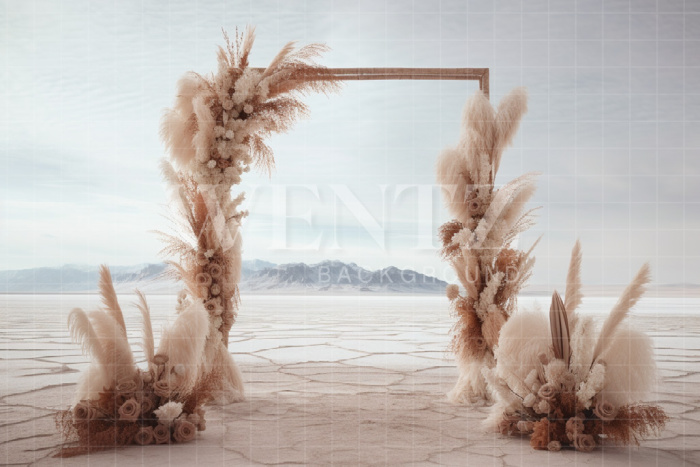 Fabric Photography Background Boho Scenery with Arch and Pampas Grass / Backdrop 3073