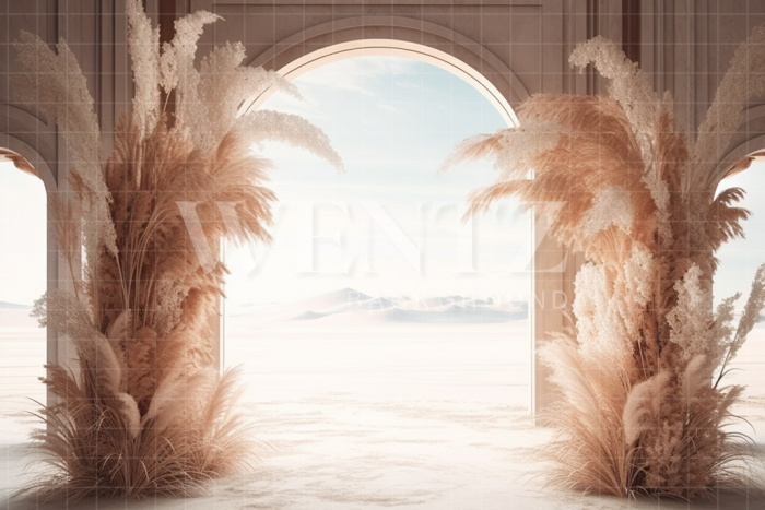 Fabric Photography Background Boho Scenery with Pampas Grass / Backdrop 3076