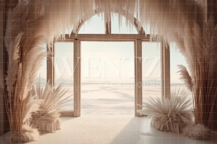 Fabric Photography Background Boho Scenery with Pampas Grass / Backdrop 3077