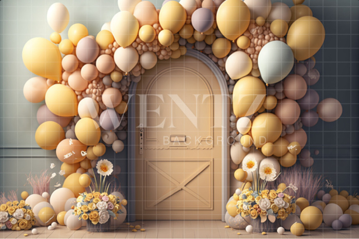 Fabric Photography Background Cake Smash Door with Flowers / Backdrop 3117