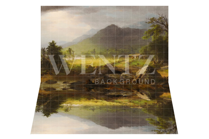 Fabric Photography Background Landscape with Lake / Backdrop 3182