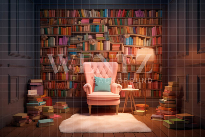 Fabric Photography Background Colorful Library / Backdrop 3201