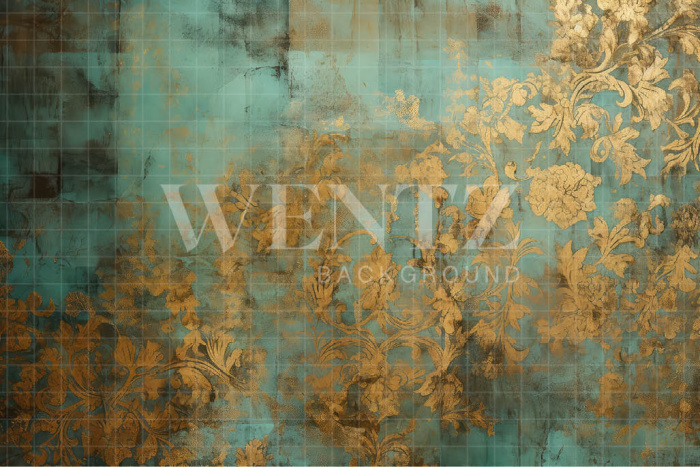 Fabric Photography Background Blue and Gold Texture / Backdrop 3285