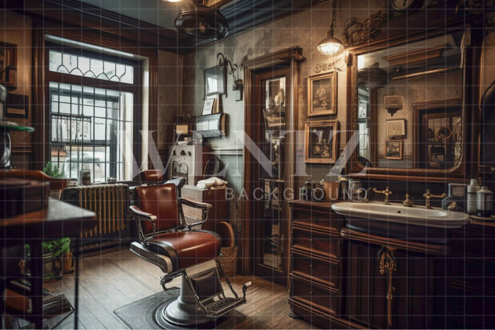 Fabric Photography Background Vintage Barbershop / Backdrop 3414