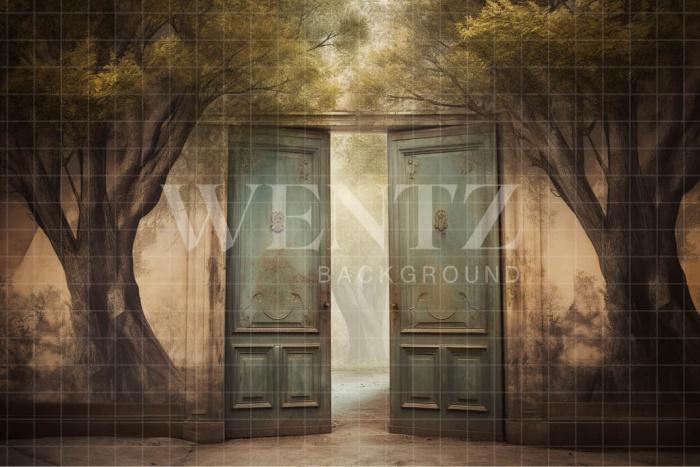 Fabric Photography Background Door and Trees / Backdrop 3431