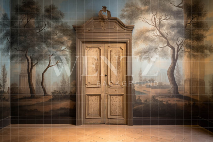 Fabric Photography Background Door and Trees / Backdrop 3436