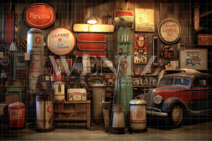 Fabric Photography Background Car Repair Shop / Backdrop 3452