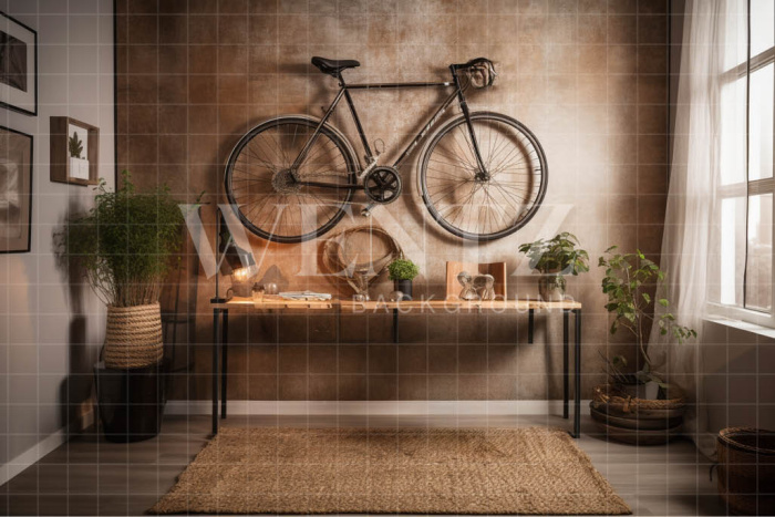 Fabric Photography Background Room with Bike / Backdrop 3453