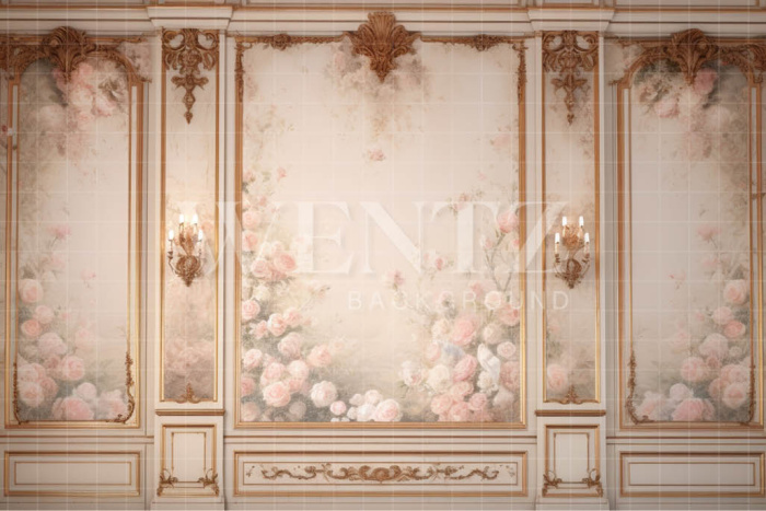 Fabric Photography Background Floral Boiserie / Backdrop 3597