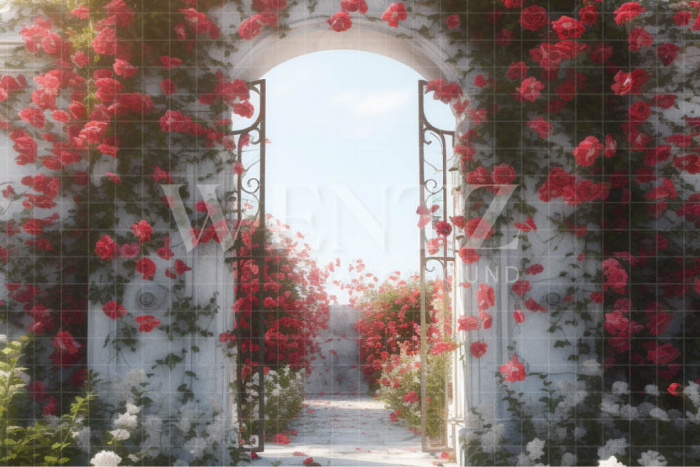 Fabric Photography Background Vertical Floral Gate / Backdrop 3626