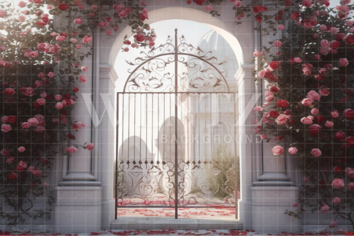 Fabric Photography Background Vertical Floral Gate / Backdrop 3627