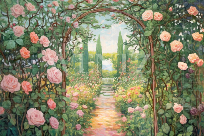 Fabric Photography Background Entrance to the Rose Garden / Backdrop 3658