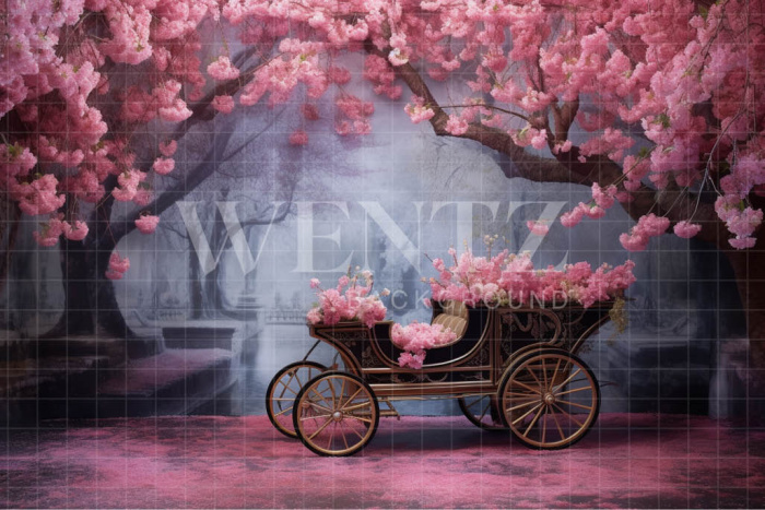 Fabric Photography Background Floral Carriage / Backdrop 3673