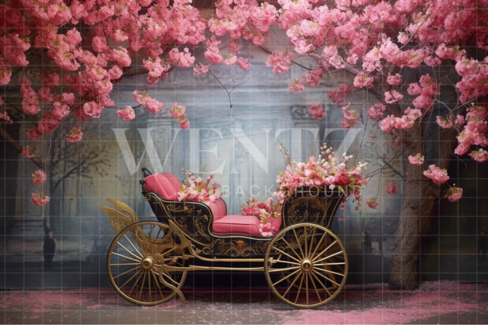 Fabric Photography Background Floral Carriage / Backdrop 3674