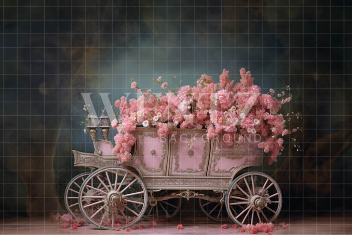 Fabric Photography Background Floral Carriage / Backdrop 3675