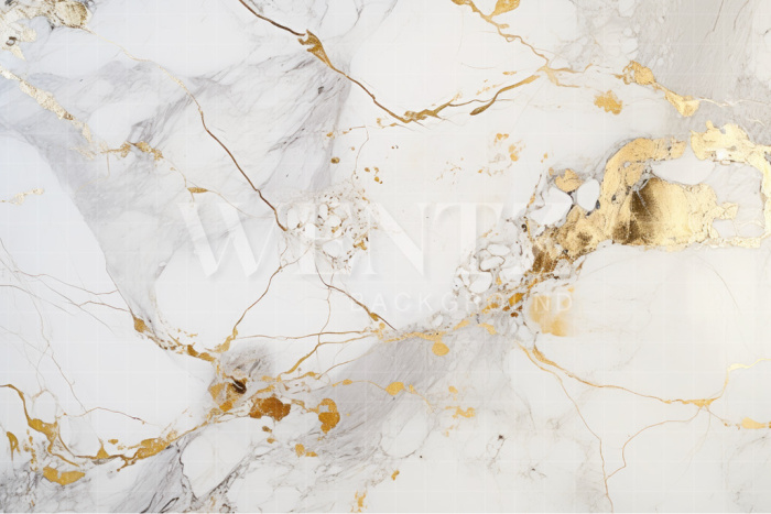 Fabric Photography Background White Marble with Gold / Backdrop 3685