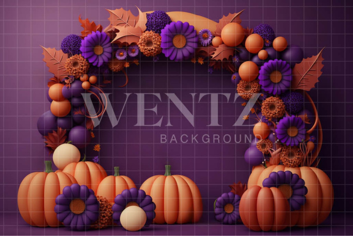 Fabric Photography Background Cake Smash Pumpkins and Flowers / Backdrop 3697