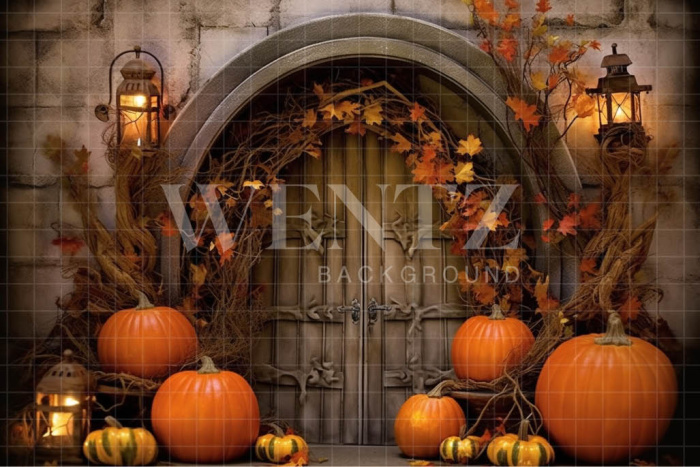 Fabric Photography Background Halloween Rustic Door / Backdrop 3725