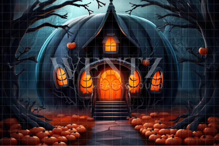 Fabric Photography Background Pumpkin House / Backdrop 3744