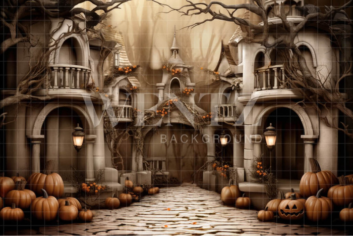 Fabric Photography Background Haunted Village / Backdrop 3746