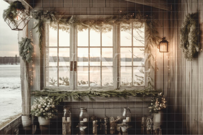 Fabric Photography Background  Christmas Balcony / Backdrop 3864