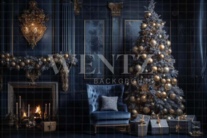 Fabric Photography Background Christmas Set with Fireplace / Backdrop 3877