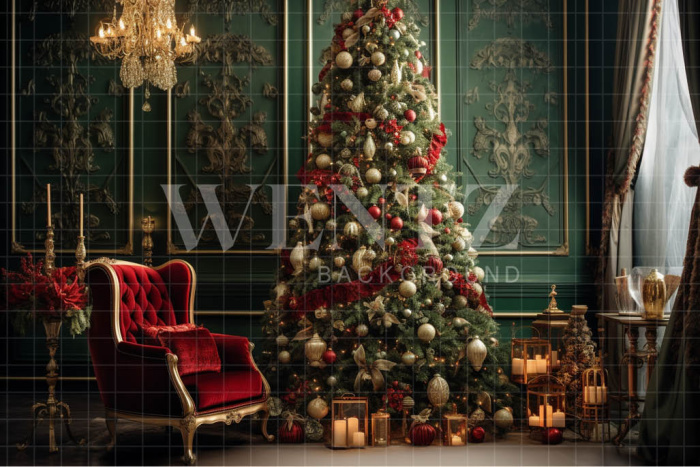 Fabric Photography Background Luxury Christmas Room / Backdrop 3942