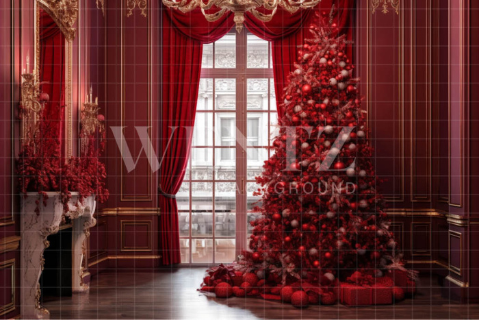 Fabric Photography Background Christmas Set with Fireplace / Backdrop 3959