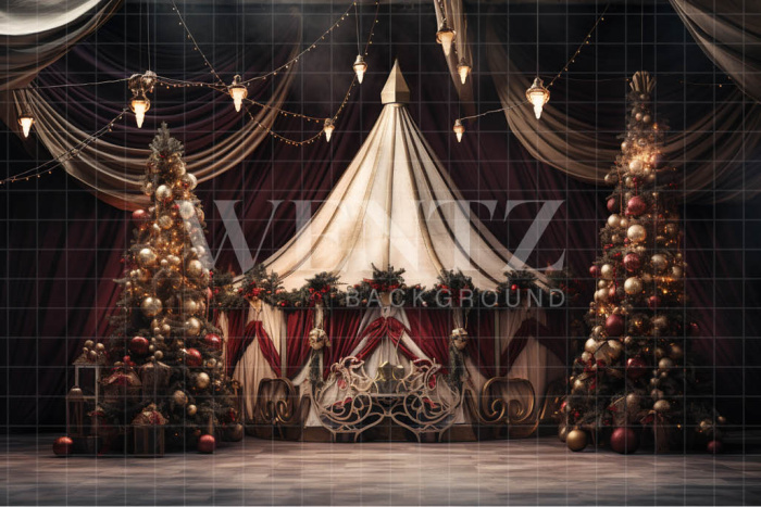 Fabric Photography Background Christmas Circus / Backdrop 4074