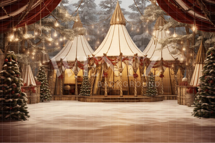 Fabric Photography Background Christmas Circus / Backdrop 4075