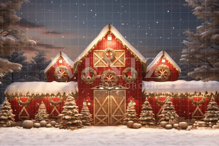 Fabric Photography Background Christmas Barn / Backdrop 4078