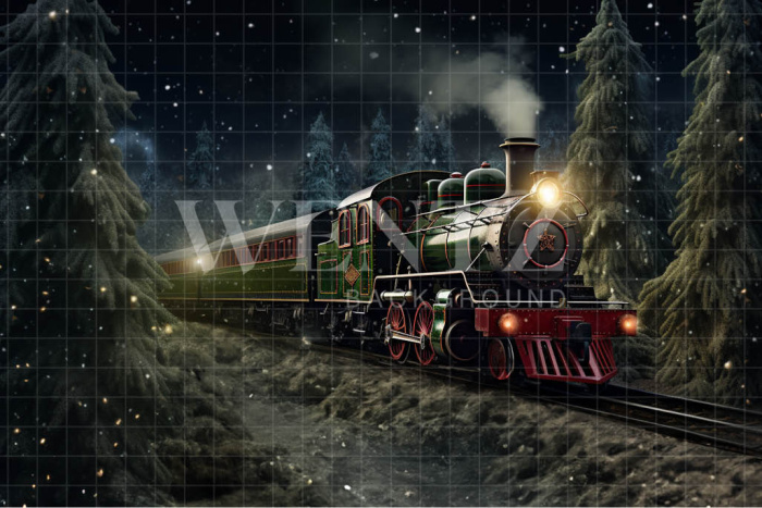 Fabric Photography Background Christmas Express Train / Backdrop 4080