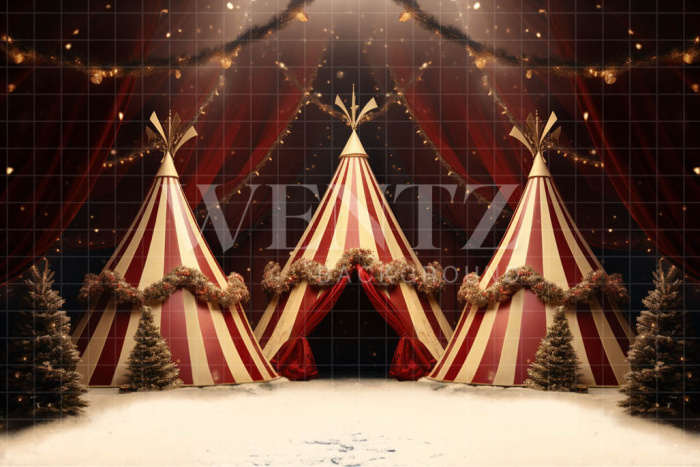 Fabric Photography Background Christmas Circus / Backdrop 4094