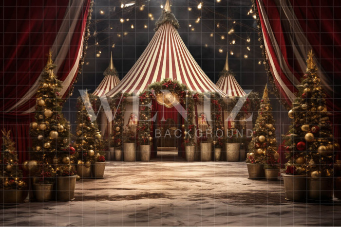 Fabric Photography Background Christmas Circus / Backdrop 4095