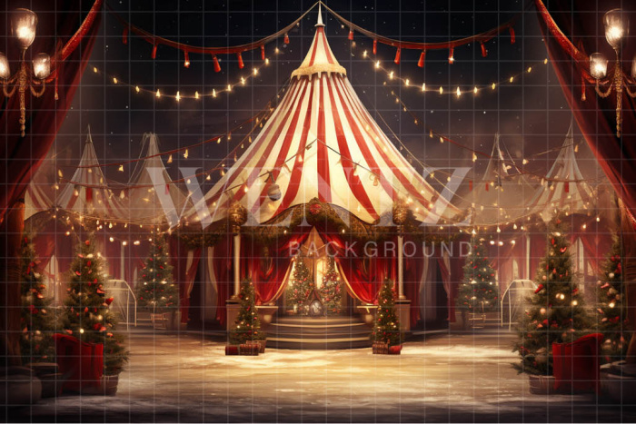 Fabric Photography Background Christmas Circus / Backdrop 4110