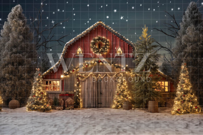 Fabric Photography Background Christmas Barn / Backdrop 4127