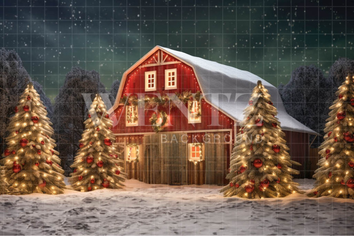 Fabric Photography Background Christmas Barn / Backdrop 4128