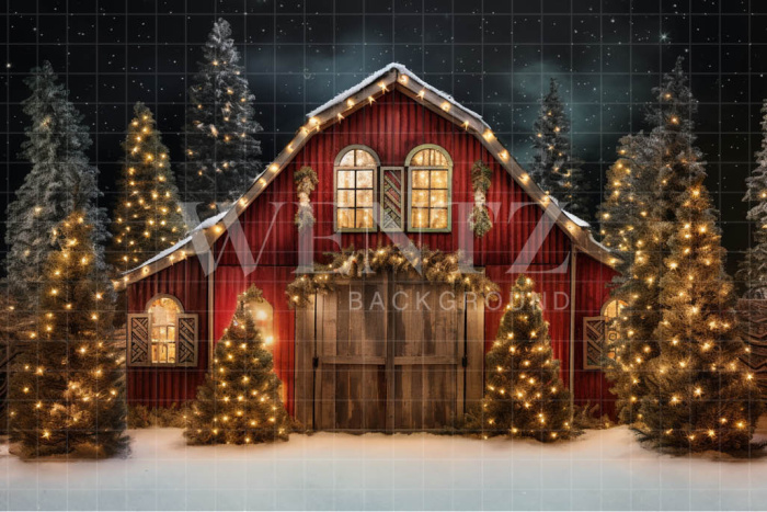 Fabric Photography Background Christmas Barn / Backdrop 4129