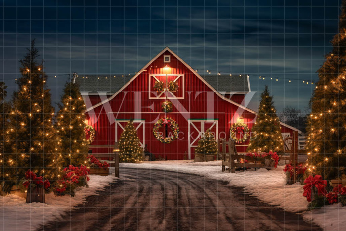 Fabric Photography Background Christmas Barn / Backdrop 4130