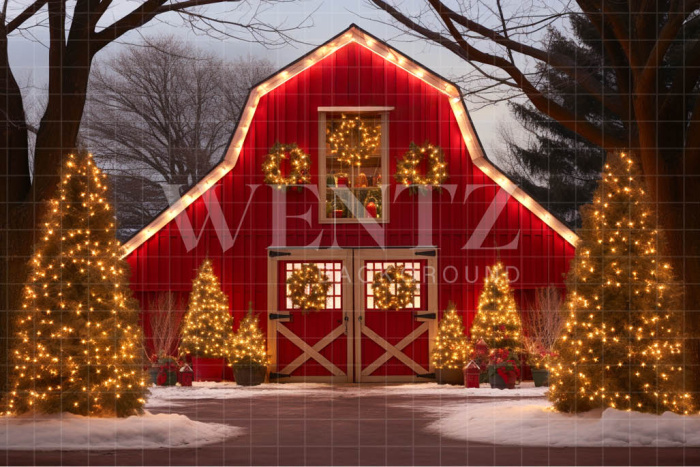 Fabric Photography Background Christmas Barn / Backdrop 4140