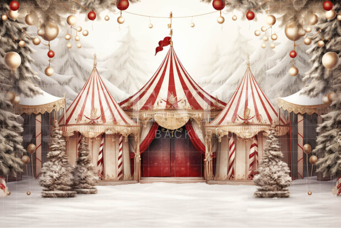 Fabric Photography Background Christmas Circus / Backdrop 4145