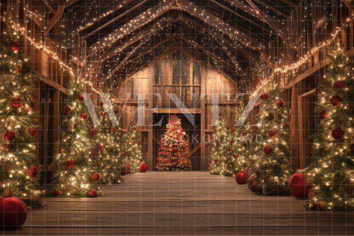 Fabric Photography Background Christmas Barn / Backdrop 4154