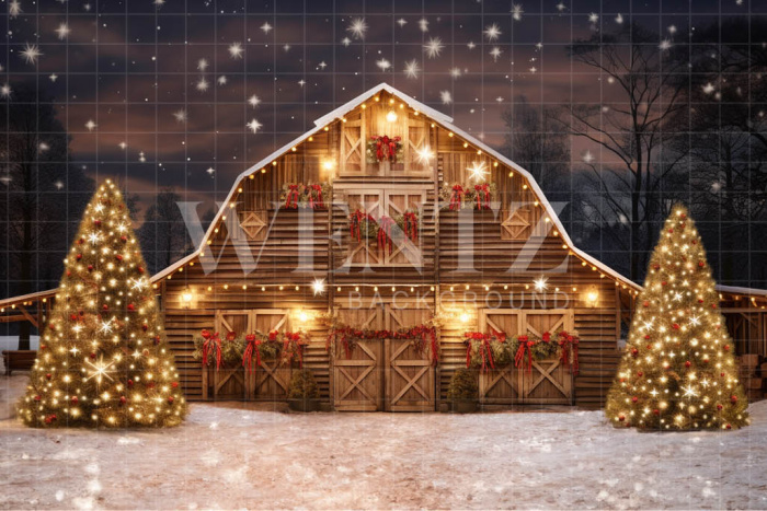 Fabric Photography Background Christmas Barn / Backdrop 4155