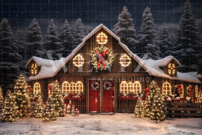 Fabric Photography Background Christmas Barn / Backdrop 4156