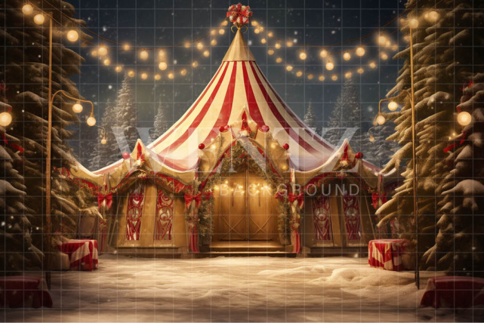 Fabric Photography Background Christmas Circus / Backdrop 4164